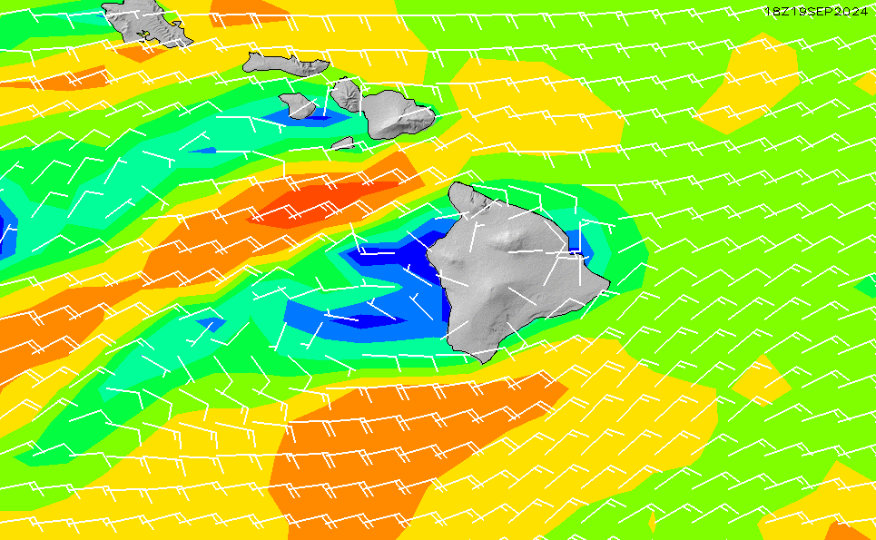 Hawaii Kona Local GFS Wind Chart