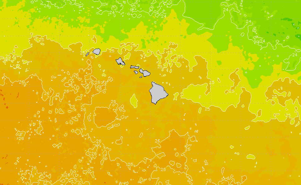 Big Island Hawaii Regional Sea Surface Temperature Chart