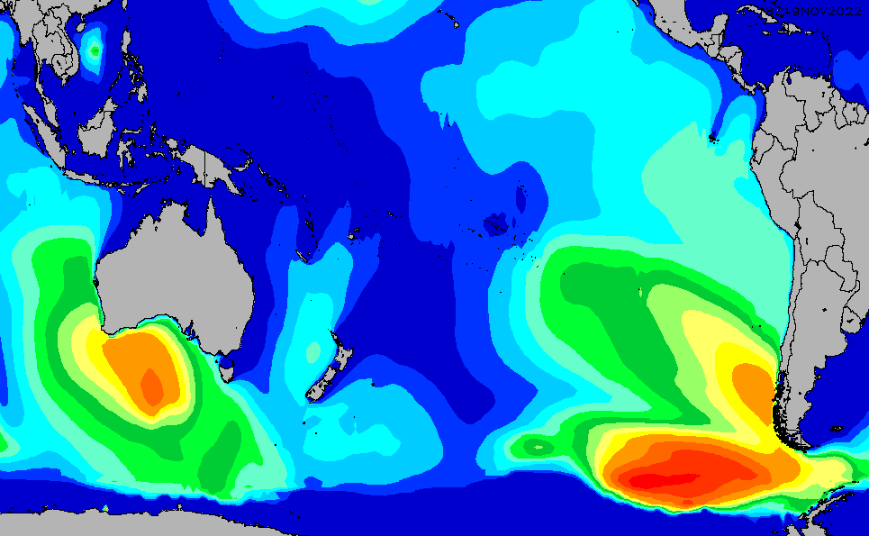 South Pacific Swell T>10s Chart 