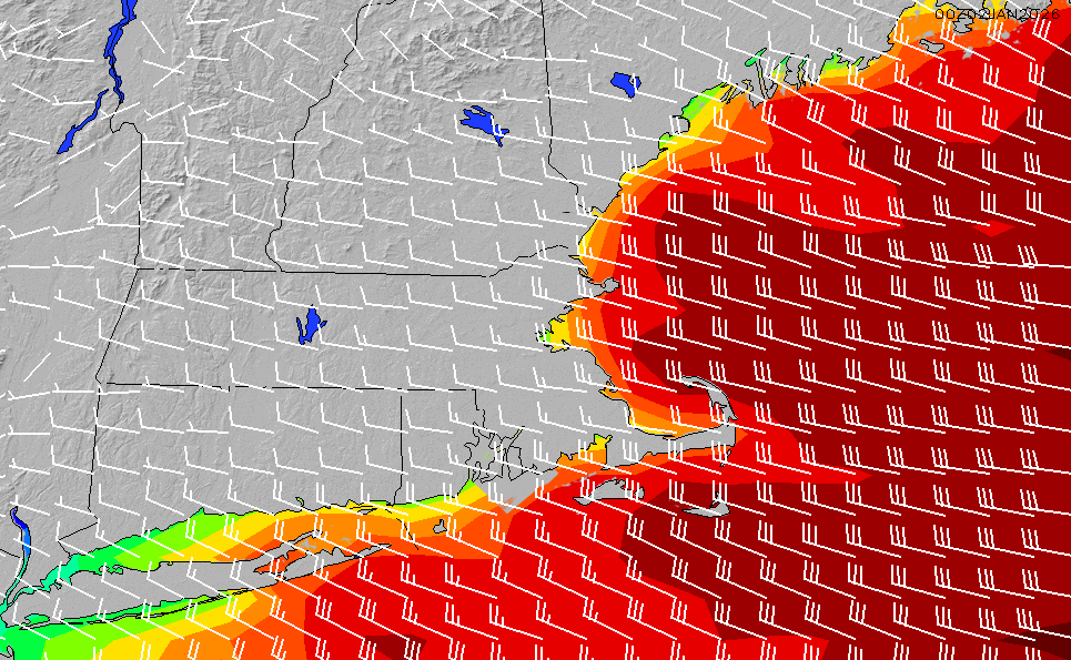 Massachusetts NorthSouth Shore Local GFS Wind Chart