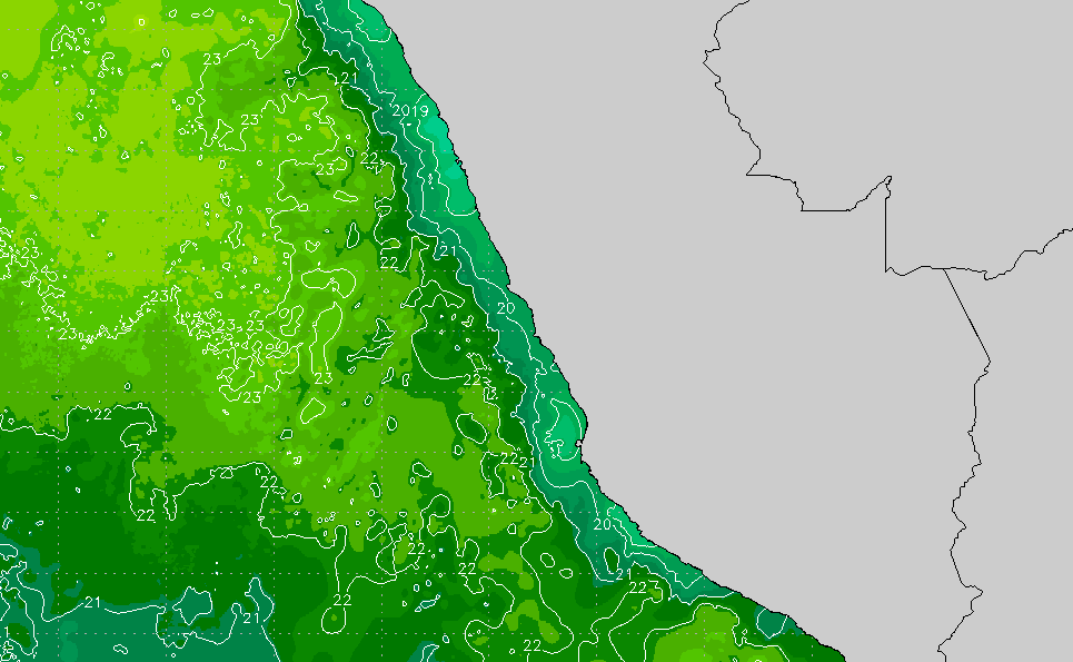 Peru Regional Sea Surface Temperature Chart
