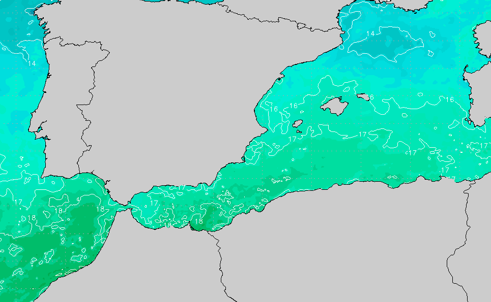 Spain Mediterranean Regional Sea Surface Temperature Chart | SURFLINE.COM